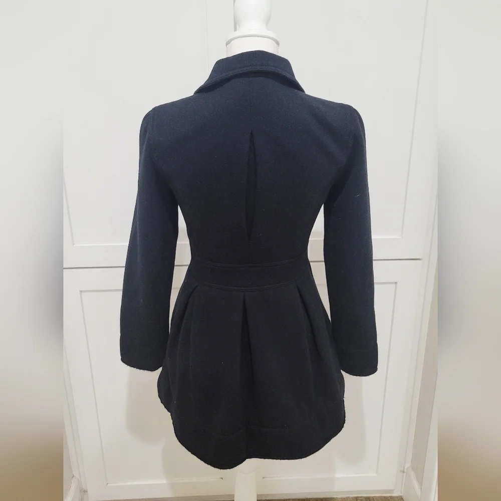 Anthropologie Knitted Dove Black Military Coat | Tailored Chic | Size Small - Picture 2 of 4